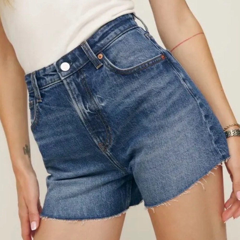 EUC Reformation Norah High rise denim shorts 25
